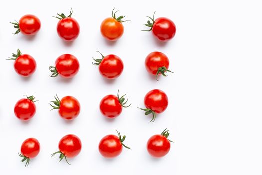Fresh cherry tomatoes on white background. 