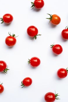 Fresh cherry tomatoes on white background