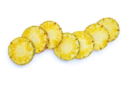Fresh pineapple on white background. Top view