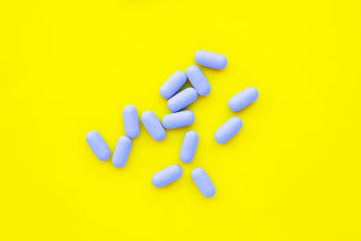 "PrEP" ( Pre-Exposure Prophylaxis). used to prevent HIV, yellow background.