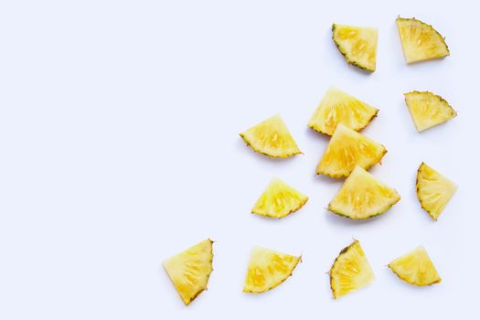 Fresh pineapple on white background. Top view