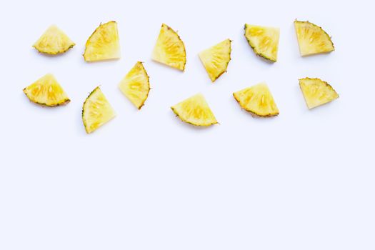 Fresh pineapple on white background. Top view