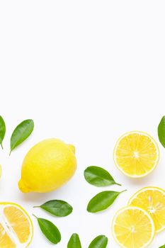 Lemon isolated on white background. Copy space