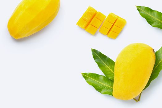 Tropical fruit, Mango  on white background. Top view