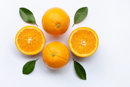 Fresh orange citrus fruit isolated on white background.