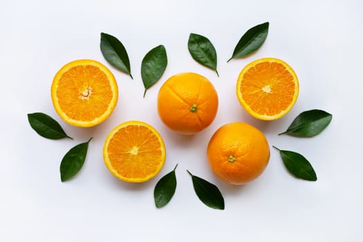 Fresh orange citrus fruit isolated on white background.