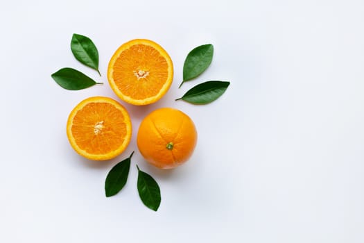 Fresh orange citrus fruit isolated on white background.