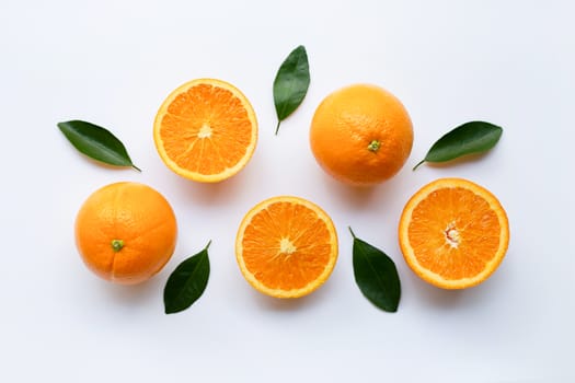 Fresh orange citrus fruit isolated on white background.