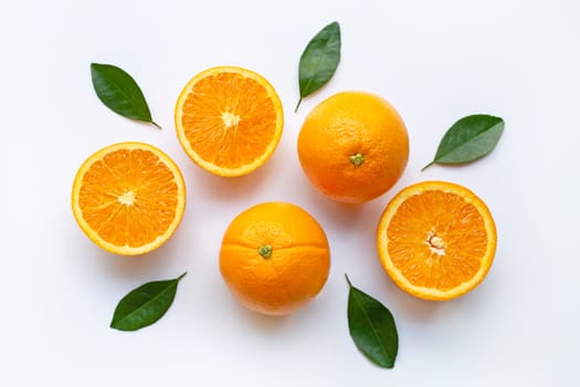 Fresh orange citrus fruit isolated on white background.