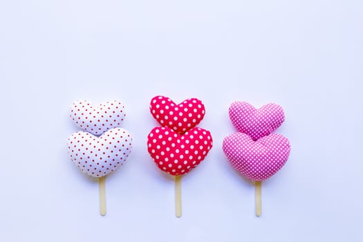 Valentine's hearts on white background. Copy space