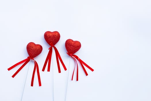 Valentine's hearts on white background, Copy space