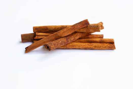 Cinnamon sticks isolated on white