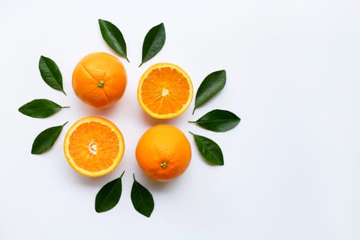 Fresh orange citrus fruit isolated on white background.