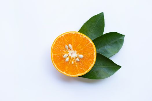 Fresh orange isolated on white background.