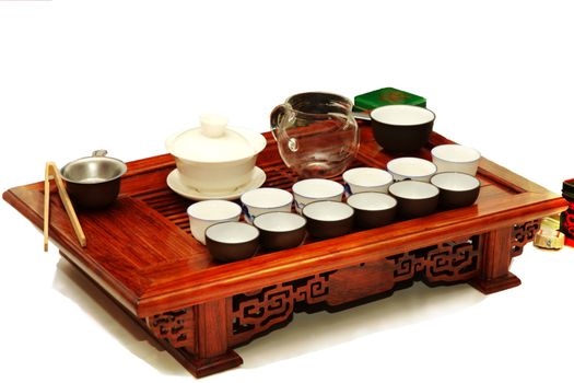 Service for tea ceremony, tasting, pialas and teapot. ritual