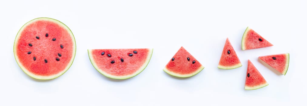 Sliced of watermelon isolated on white background.