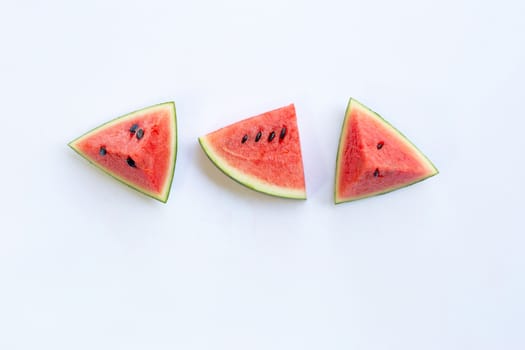 Watermelon pieces  on white.