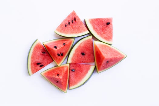 Watermelon pieces  on white.
