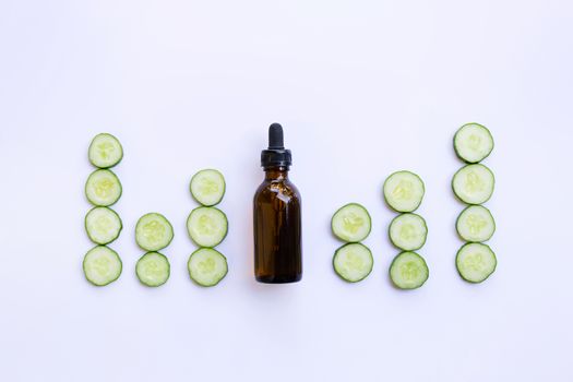 Essential oil with cucumber slices