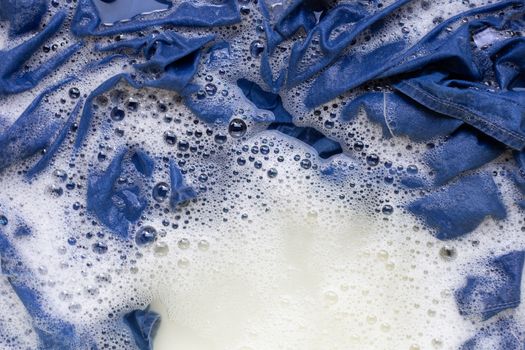 Washing Jeans shirt, soaked