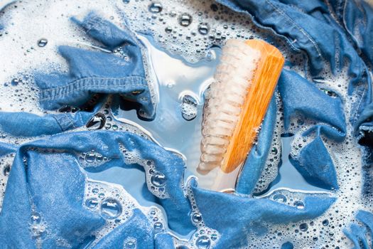 Washing Jeans shirt, soaked
