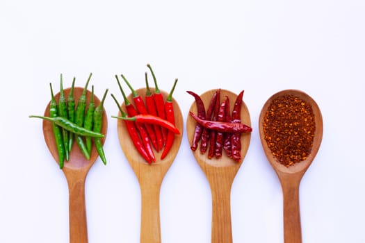Hot chili pepper on white background.