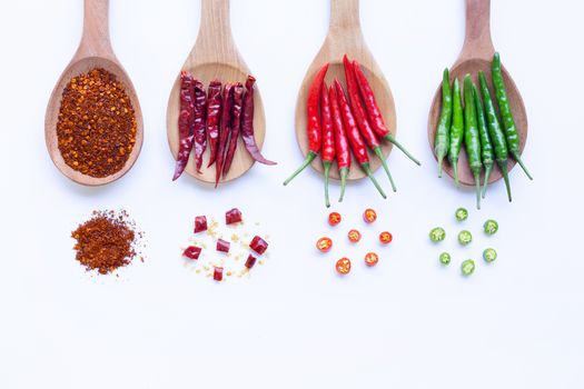 Hot chili pepper on white background.