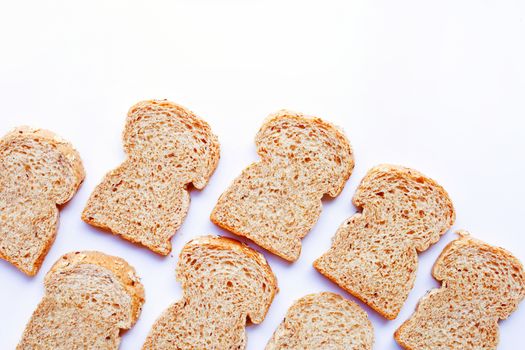  Whole wheat bread  isolated on white background.