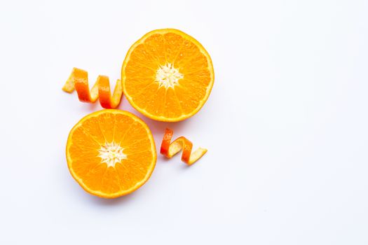 Fresh orange citrus fruits  on white background.