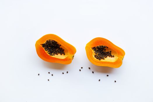 Papaya fruit on a white background.