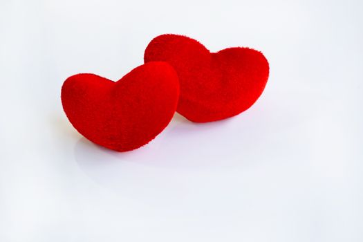 Red hearts on white background. Copy space, Concept background for Valentines Day 