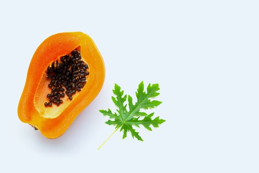 Papaya fruit on a white background.