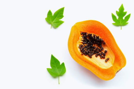 Papaya fruit on a white background.