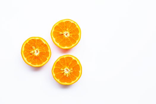 Oranges on white Background. Top View