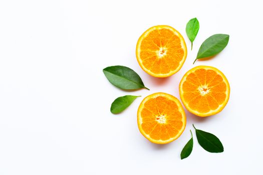 Oranges On White Background. Top View