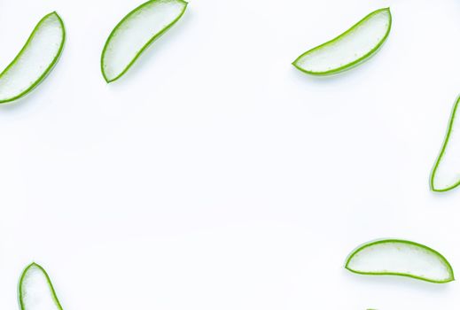 Aloe Vera  on  white background. Copy space