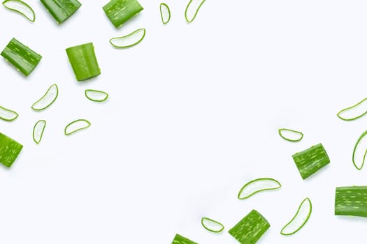 Aloe vera is a popular medicinal plant for health and beauty, on a white background.