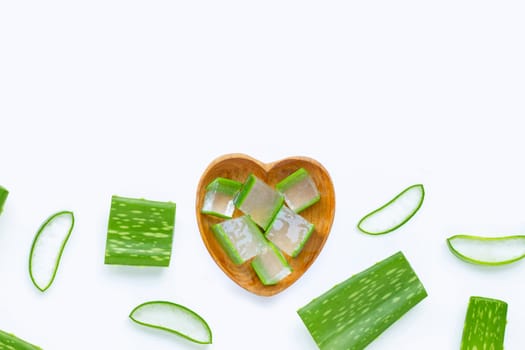 Aloe vera is a popular medicinal plant for health and beauty, white background. Copy space