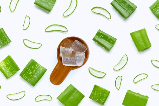 Aloe vera is a popular medicinal plant for health and beauty, on a white background.