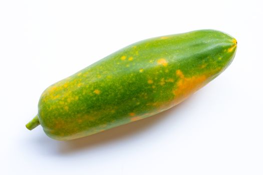 Papaya fruit on white background. Top view