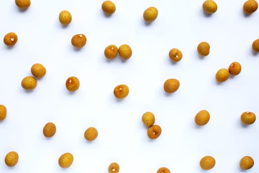 Longan isolated on white background. Top view