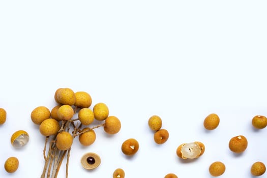 Longan isolated on white background. Top view