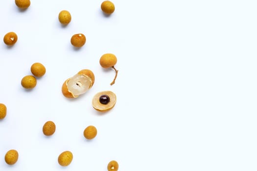 Longan isolated on white background. Top view
