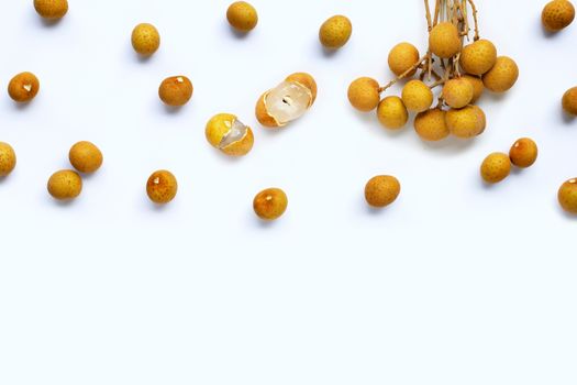 Longan isolated on white background. Top view
