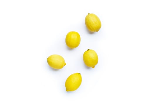 Fresh lemon on white background. Copy space