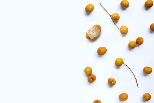 Longan isolated on white background. Top view
