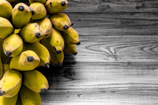 Bunch of ripe banana with black and white background