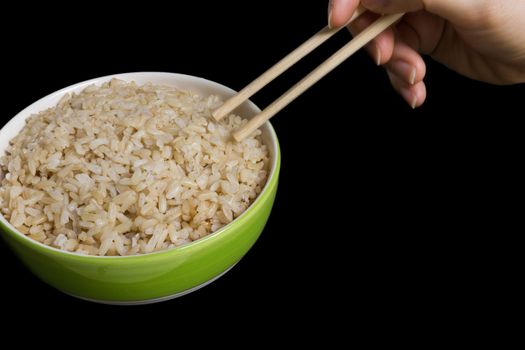 Cooked Jasmine Brown Rice in Bowl