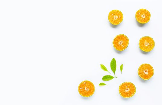 Fresh orange on white background.