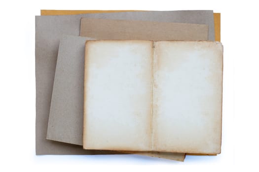 Empty old vintage brown paper texture on white background. Copy space